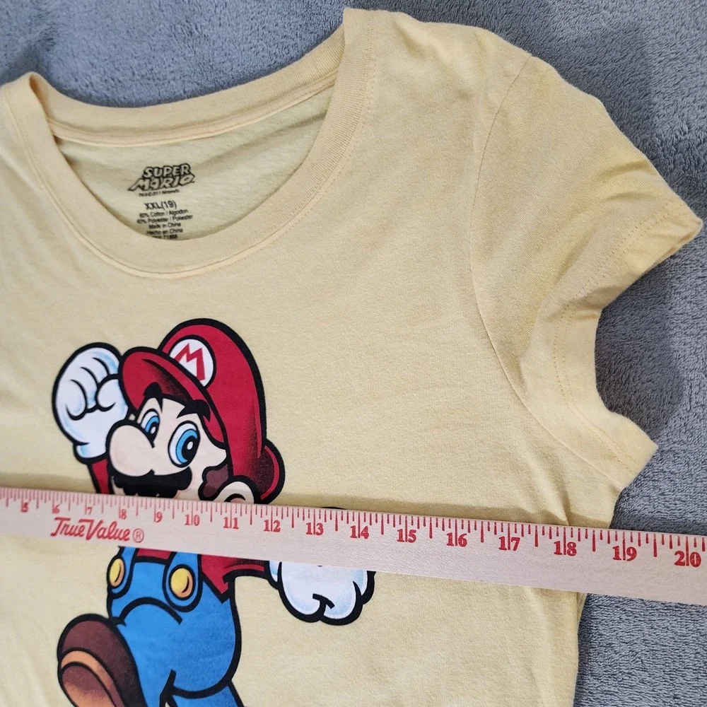 Super Mario Girls Teen T Shirt XXL Size 19‎ Yellow Short Sleeve Gamer